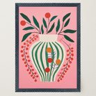 Pink & Green Floral Vase Botanical Illustration Wall Art Print-Skudaboo