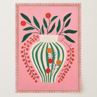 Pink & Green Floral Vase Botanical Illustration Wall Art Print-Skudaboo