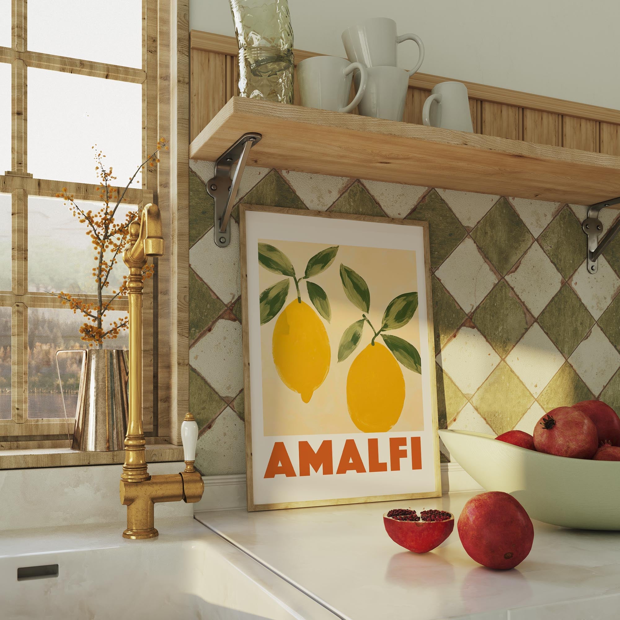 Amalfi Lemons Mediterranean Wall Art Print-Skudaboo