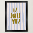 Blue Stripe La Dolce Vita Typography Wall Art Print-Skudaboo