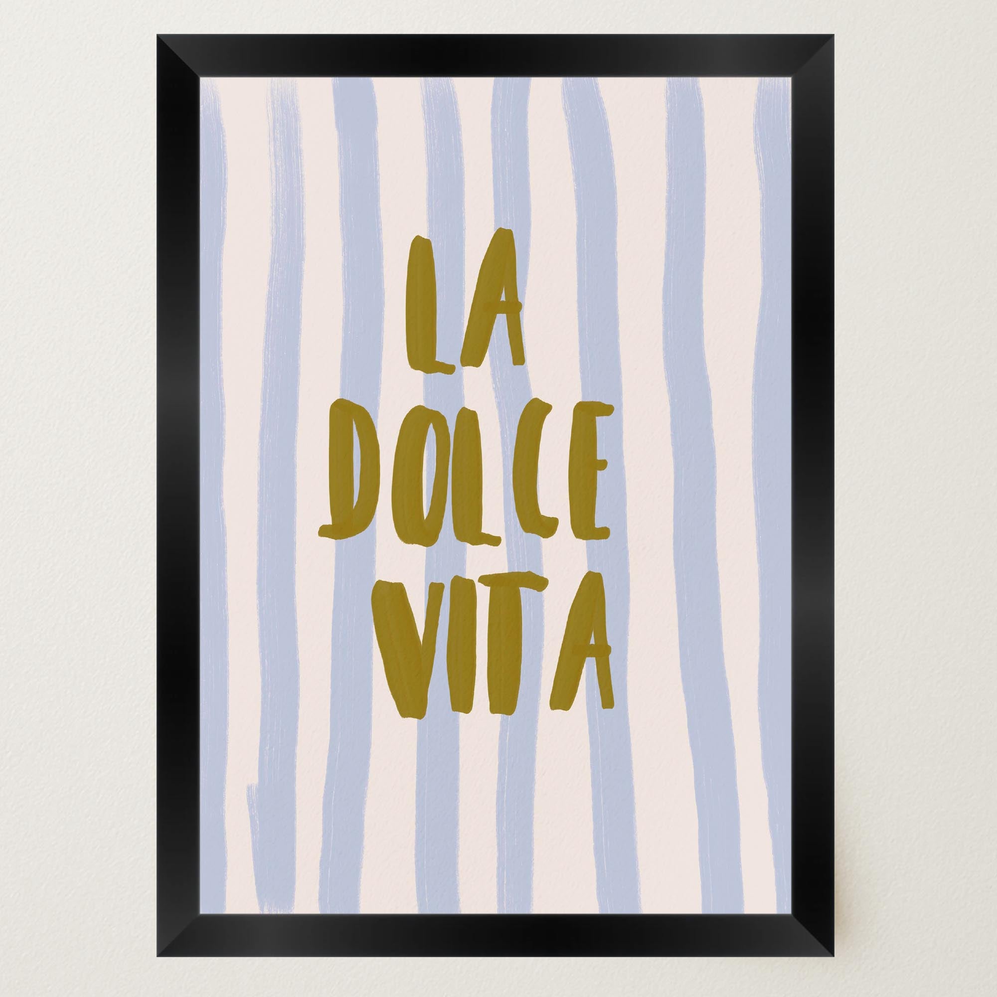 Blue Stripe La Dolce Vita Typography Wall Art Print-Skudaboo