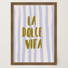 Blue Stripe La Dolce Vita Typography Wall Art Print-Skudaboo