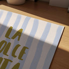 Blue Stripe La Dolce Vita Typography Wall Art Print-Skudaboo