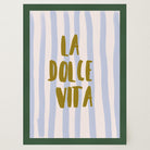 Blue Stripe La Dolce Vita Typography Wall Art Print-Skudaboo
