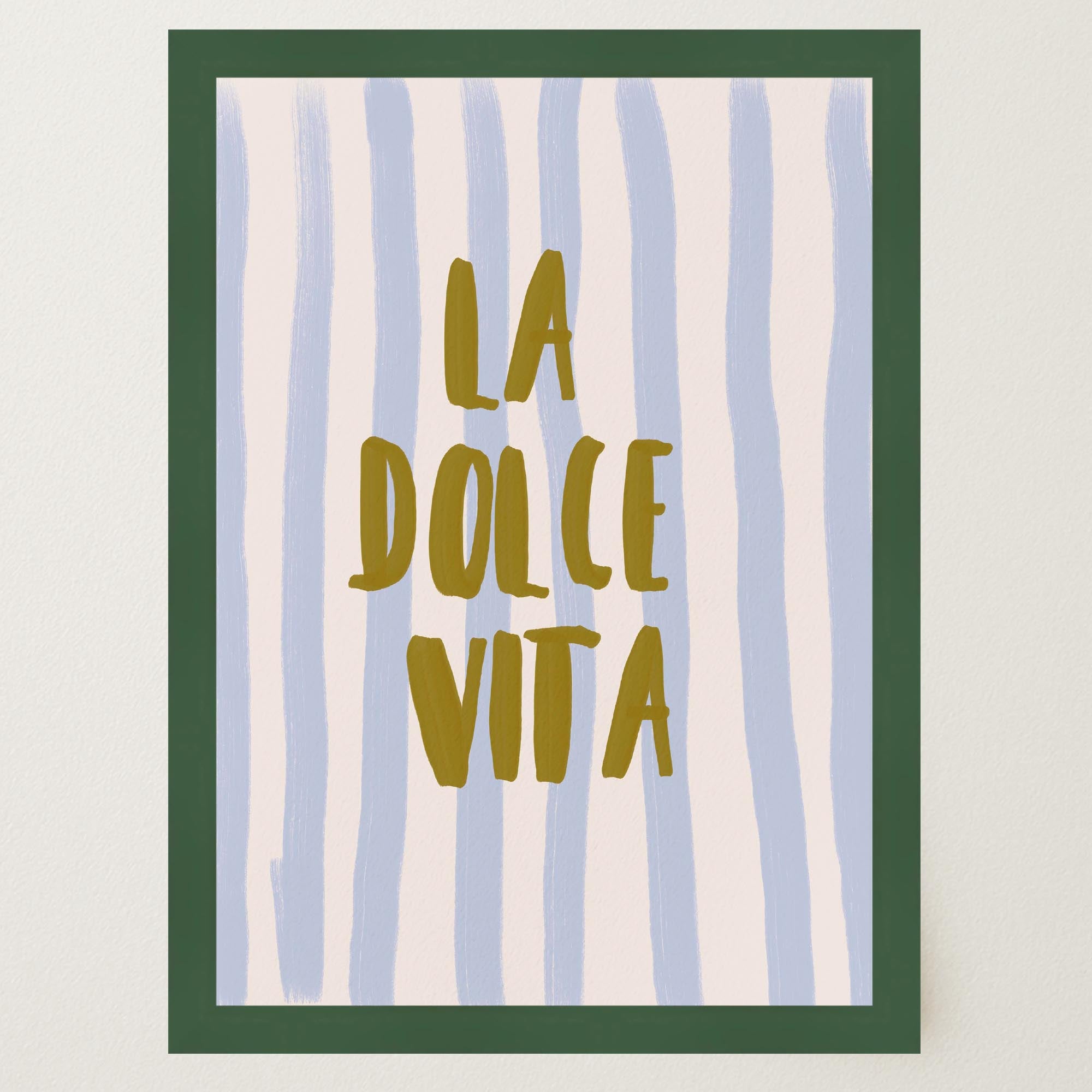 Blue Stripe La Dolce Vita Typography Wall Art Print-Skudaboo