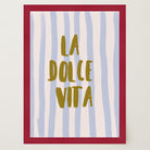Blue Stripe La Dolce Vita Typography Wall Art Print-Skudaboo