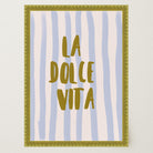 Blue Stripe La Dolce Vita Typography Wall Art Print-Skudaboo