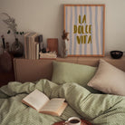 Blue Stripe La Dolce Vita Typography Wall Art Print-Skudaboo