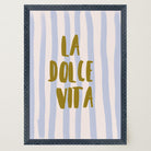 Blue Stripe La Dolce Vita Typography Wall Art Print-Skudaboo