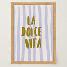 Blue Stripe La Dolce Vita Typography Wall Art Print-Skudaboo