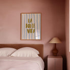 Blue Stripe La Dolce Vita Typography Wall Art Print-Skudaboo
