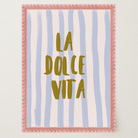 Blue Stripe La Dolce Vita Typography Wall Art Print-Skudaboo