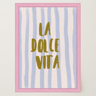 Blue Stripe La Dolce Vita Typography Wall Art Print-Skudaboo