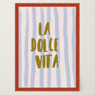 Blue Stripe La Dolce Vita Typography Wall Art Print-Skudaboo