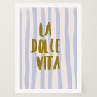 Blue Stripe La Dolce Vita Typography Wall Art Print-Skudaboo