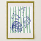 Blue Stripe Coastal Seashell Line Art Print-Skudaboo