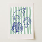Blue Stripe Coastal Seashell Line Art Print-Skudaboo