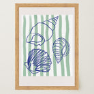 Blue Stripe Coastal Seashell Line Art Print-Skudaboo