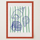 Blue Stripe Coastal Seashell Line Art Print-Skudaboo