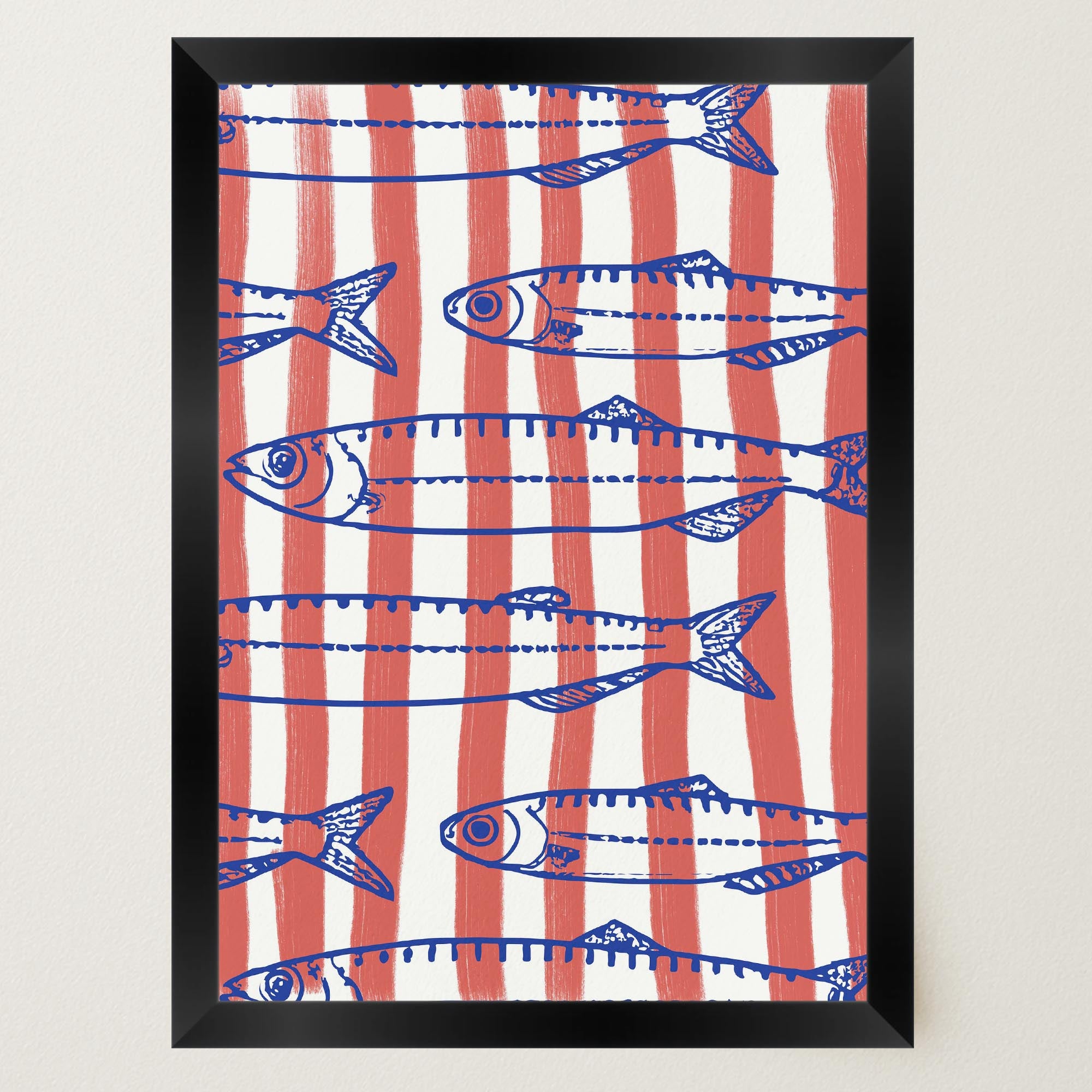Red Stripe Sardines Wall Art Print-Skudaboo