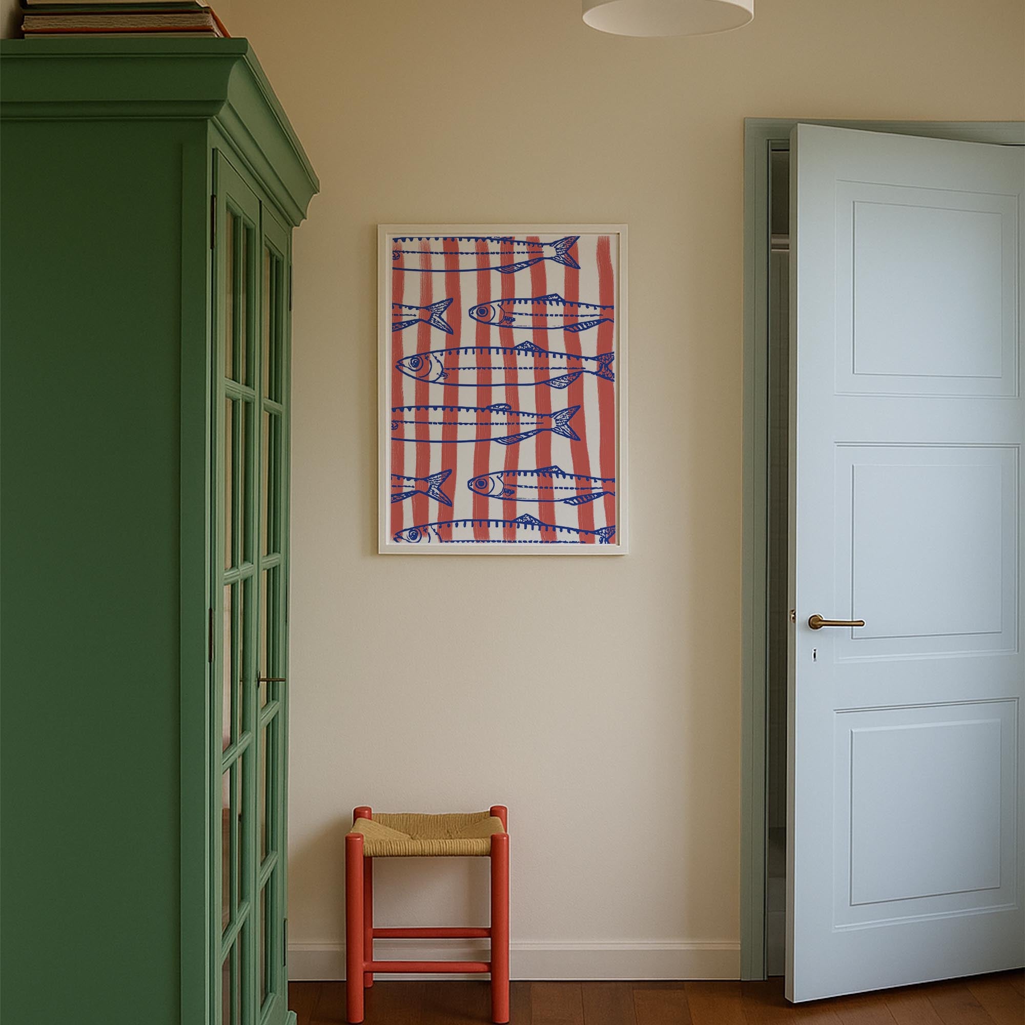 Red Stripe Sardines Wall Art Print-Skudaboo