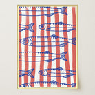 Red Stripe Sardines Wall Art Print-Skudaboo