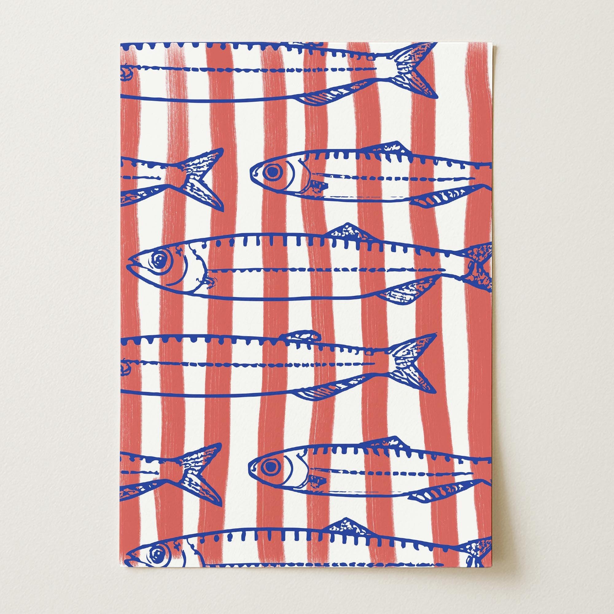 Red Stripe Sardines Wall Art Print-Skudaboo