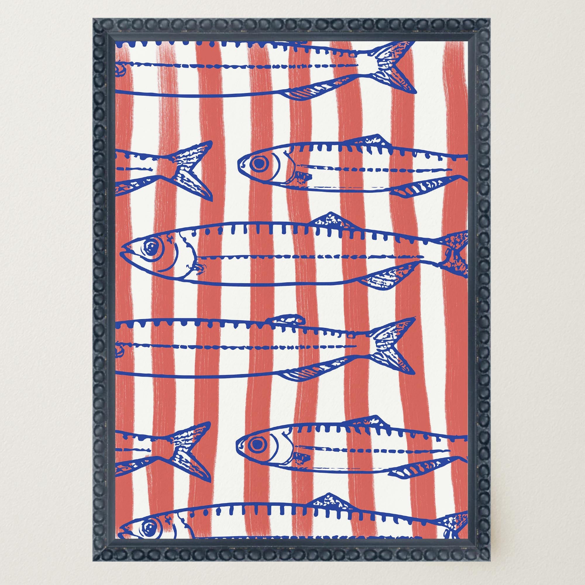 Red Stripe Sardines Wall Art Print-Skudaboo
