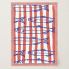 Red Stripe Sardines Wall Art Print-Skudaboo