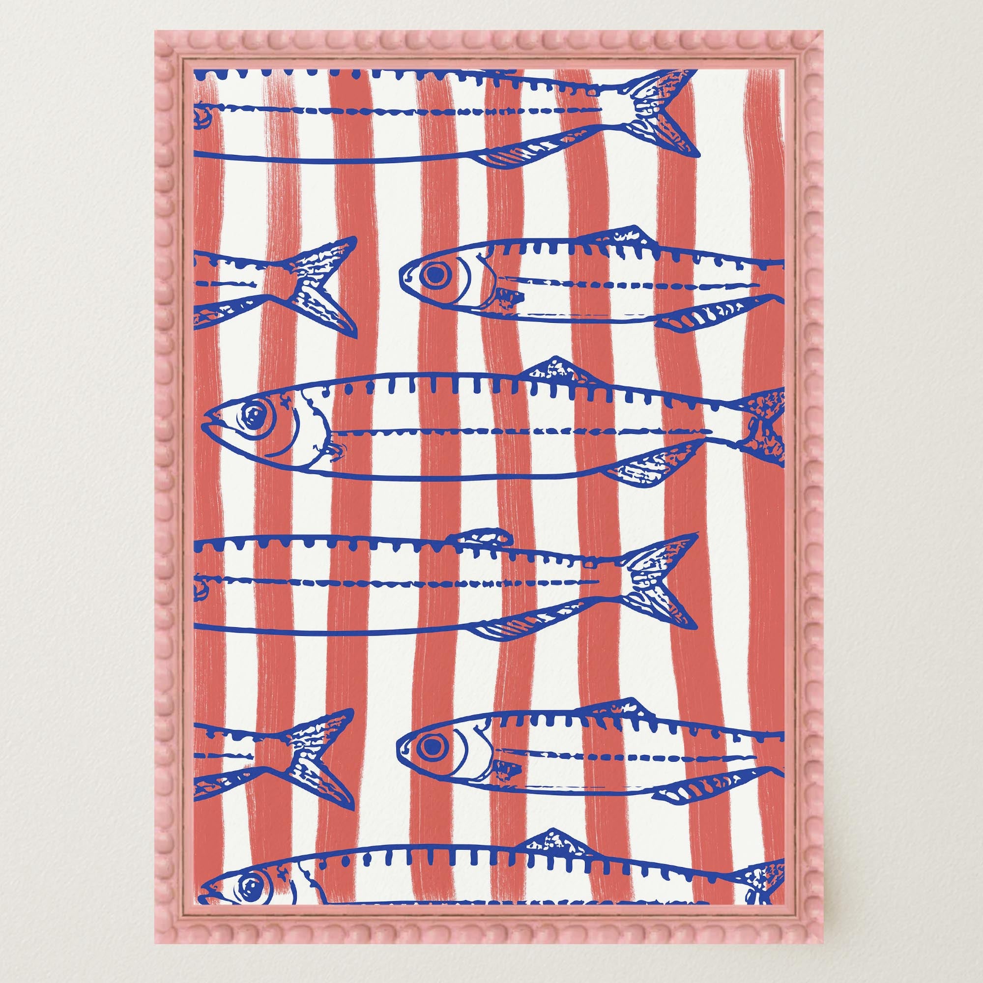 Red Stripe Sardines Wall Art Print-Skudaboo