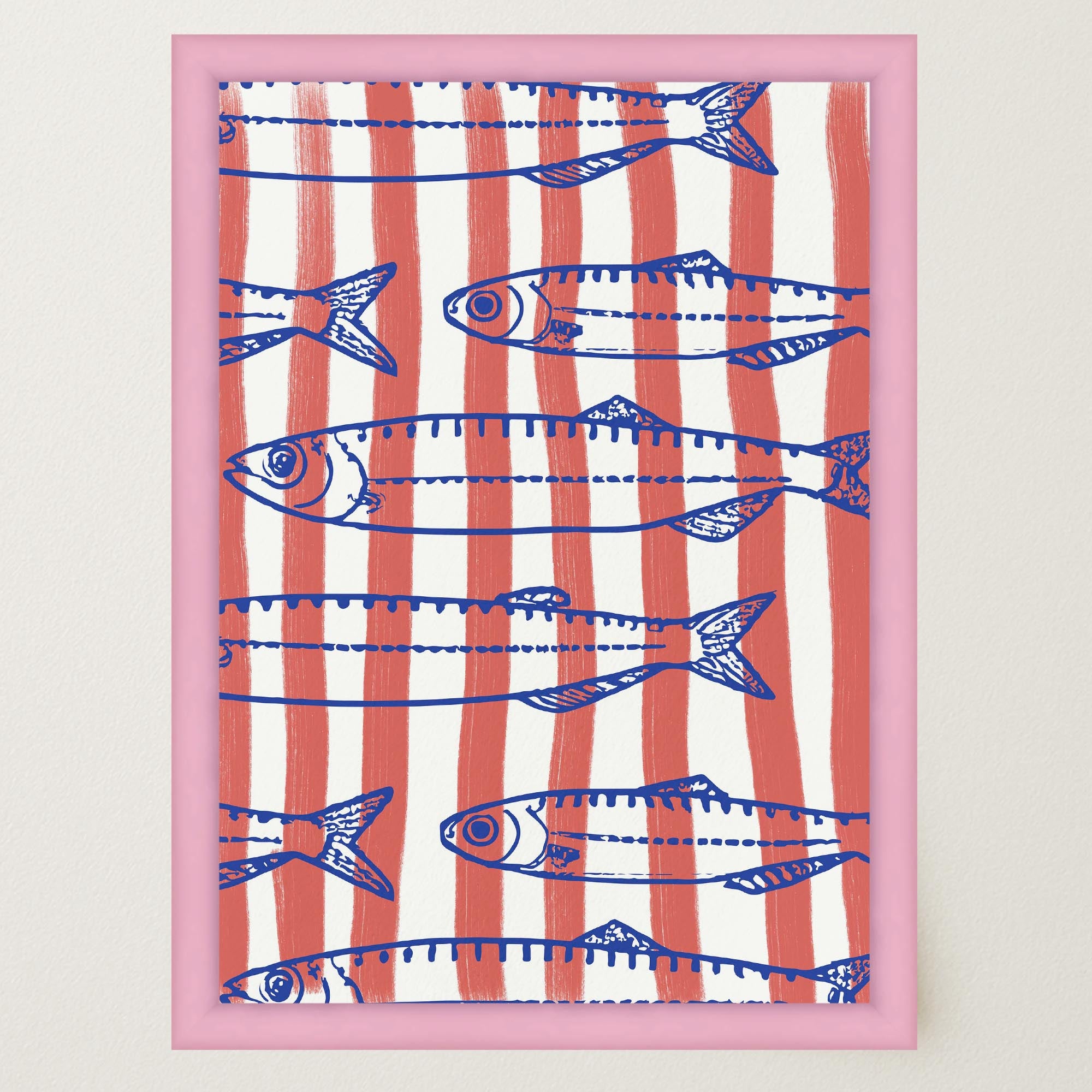 Red Stripe Sardines Wall Art Print-Skudaboo