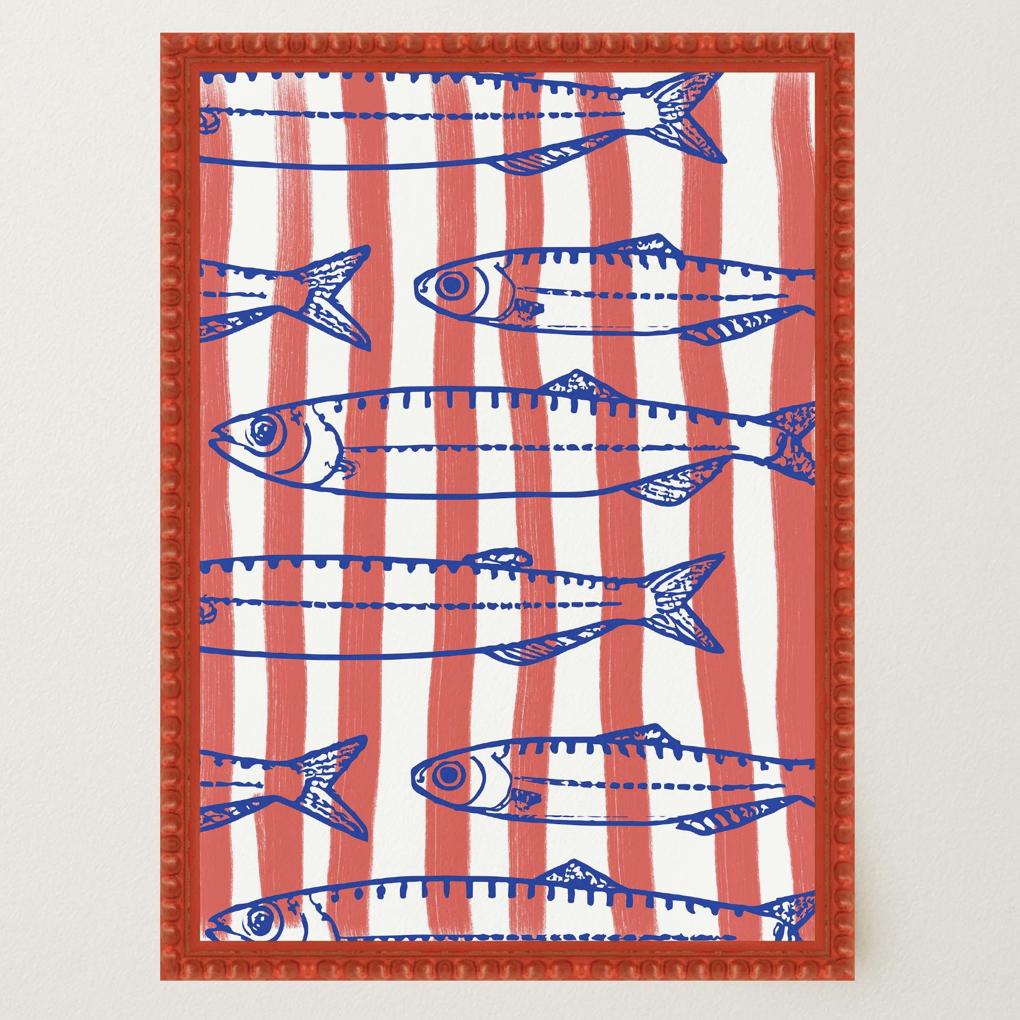 Red Stripe Sardines Wall Art Print-Skudaboo