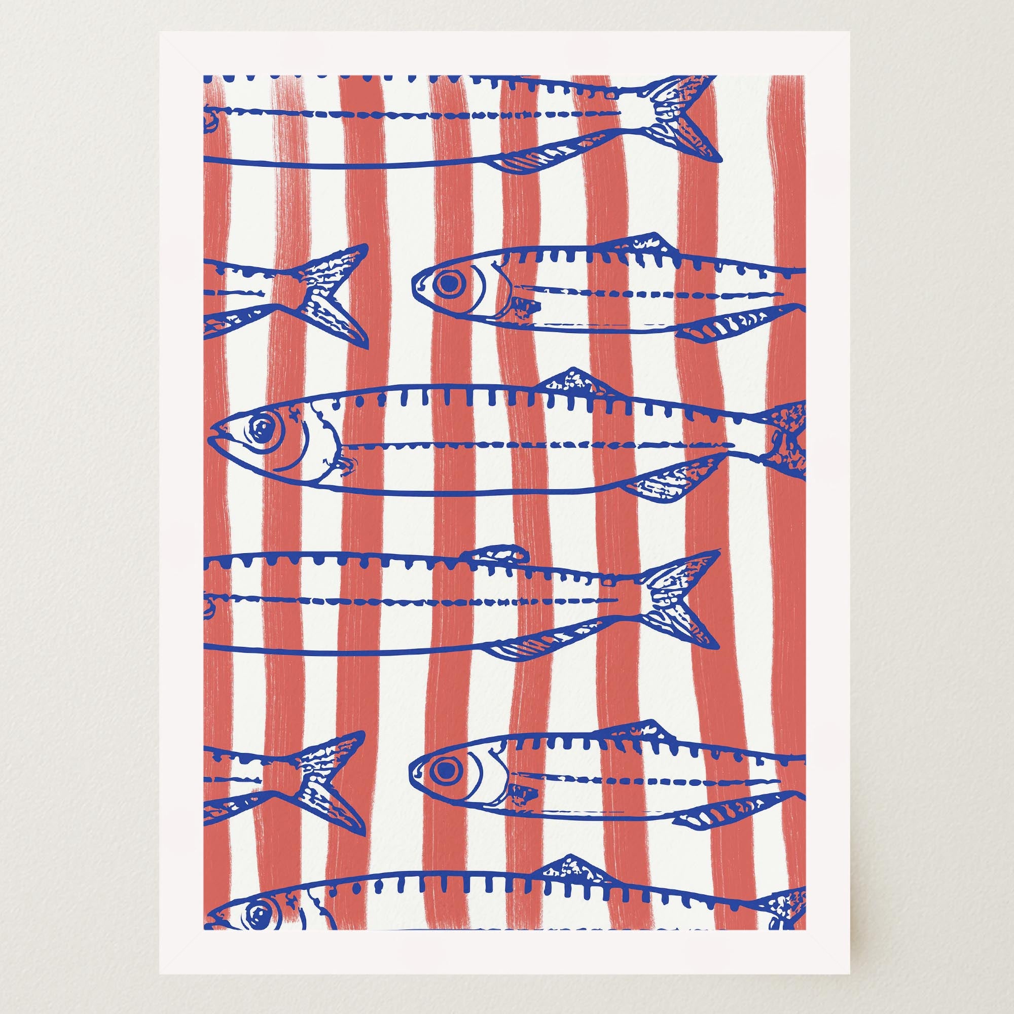 Red Stripe Sardines Wall Art Print-Skudaboo