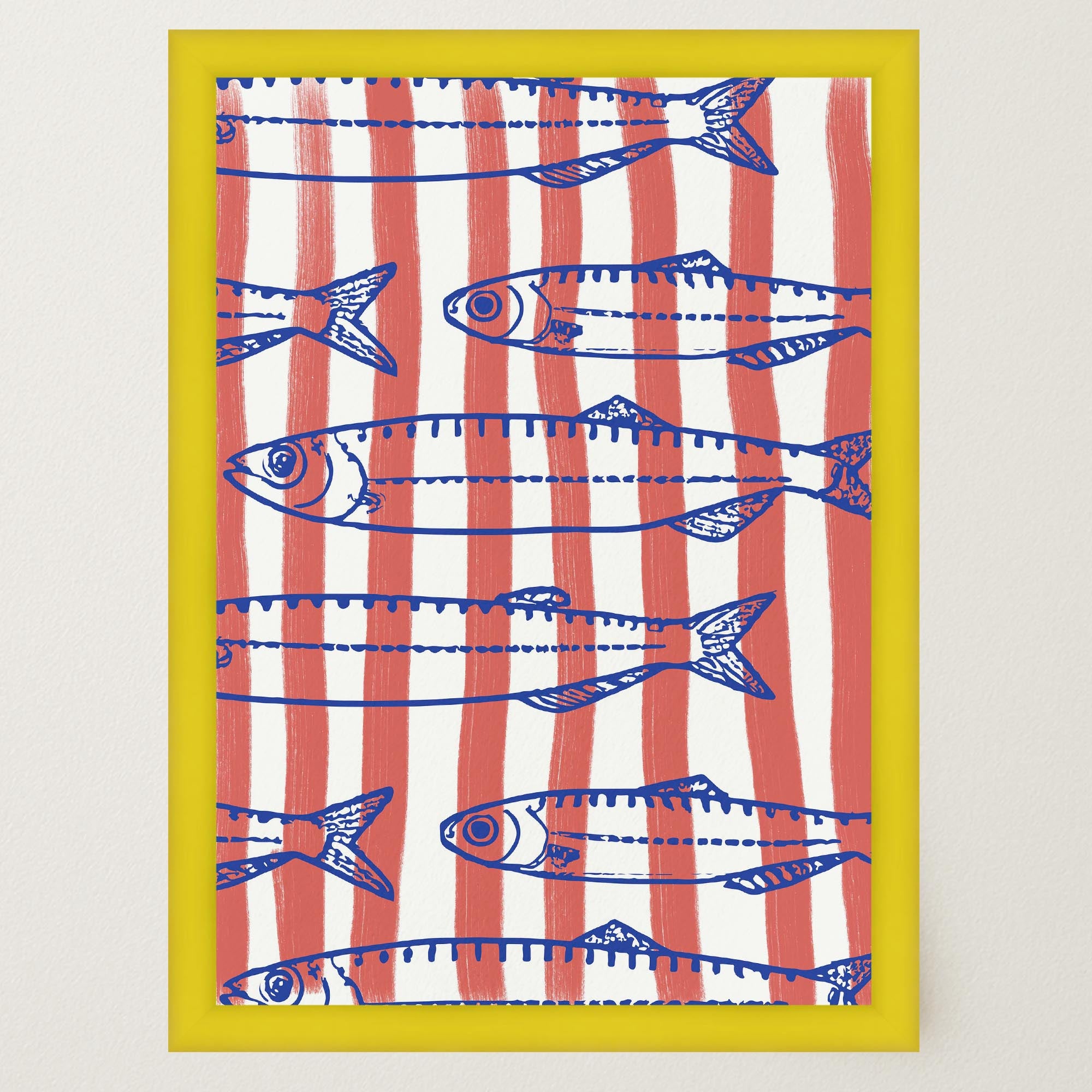 Red Stripe Sardines Wall Art Print-Skudaboo