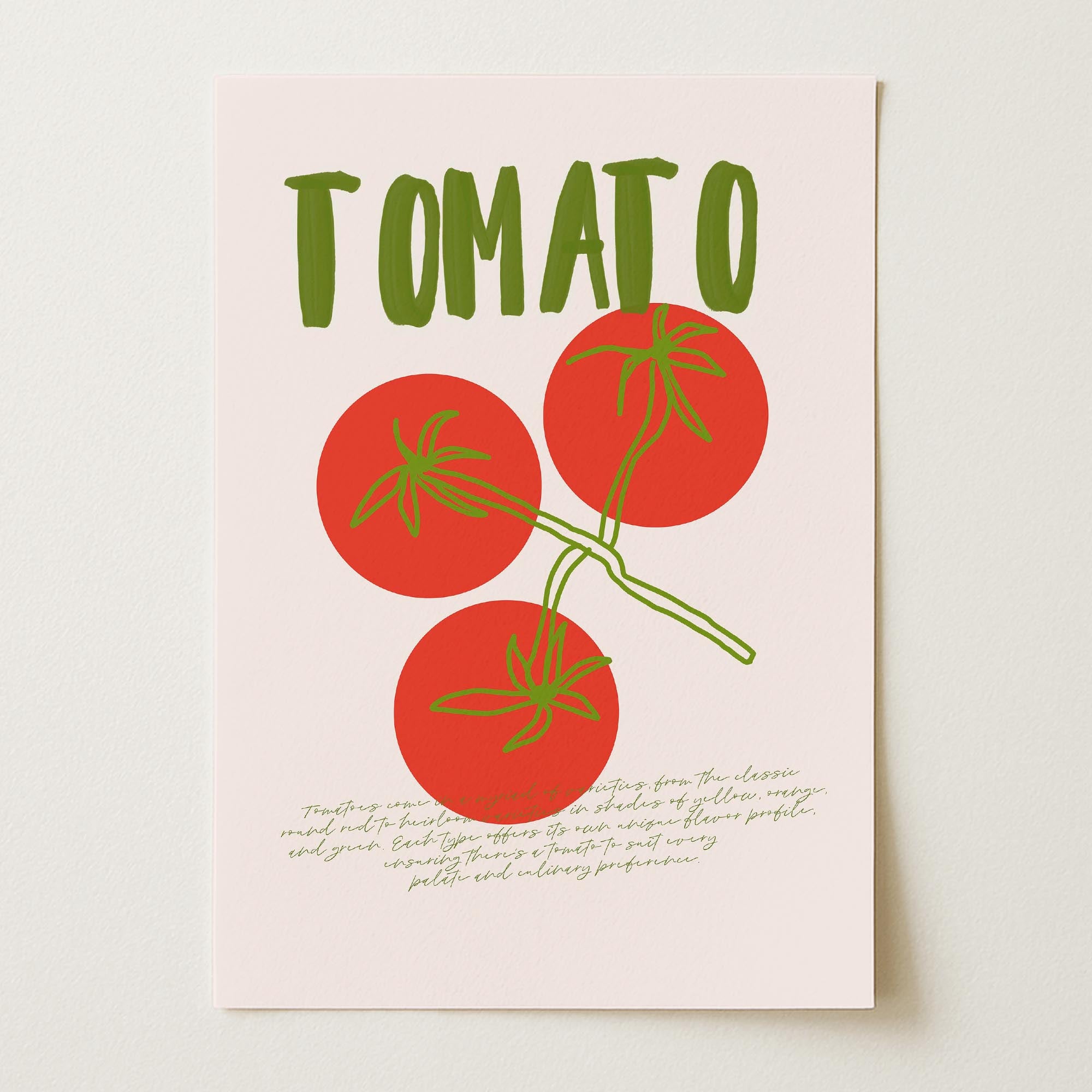 Minimalist Tomato Illustration Wall Art Print-Skudaboo