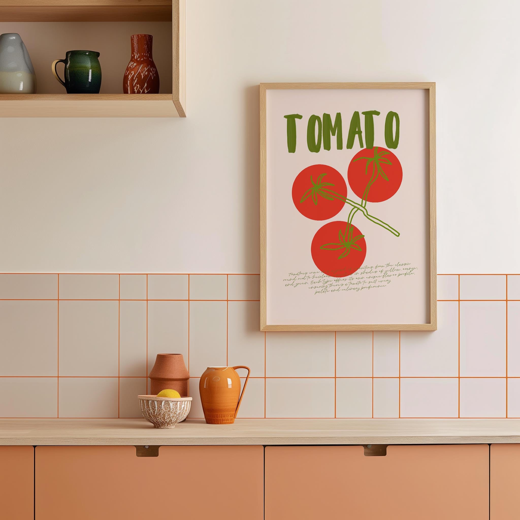 Minimalist Tomato Illustration Wall Art Print-Skudaboo