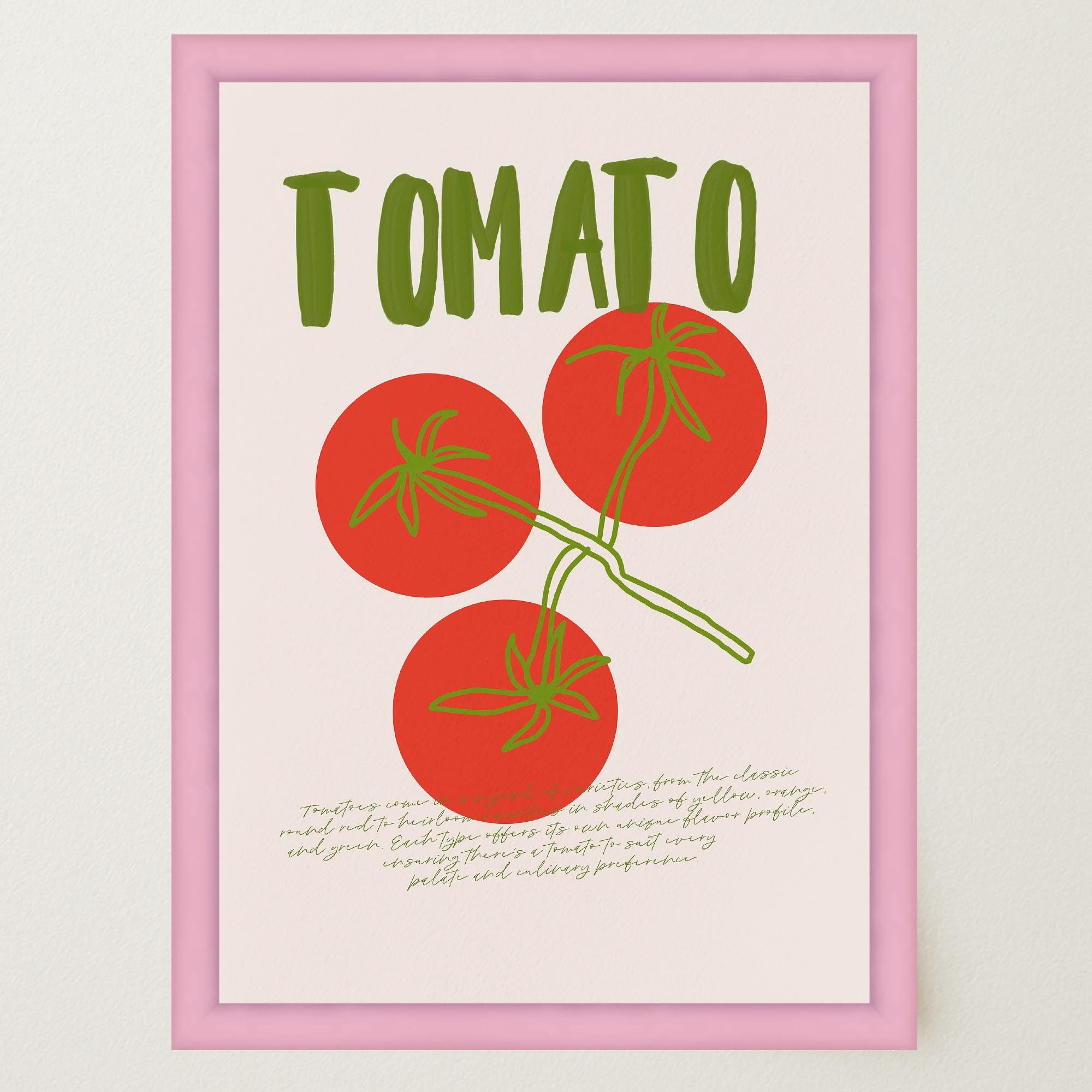 Minimalist Tomato Illustration Wall Art Print-Skudaboo