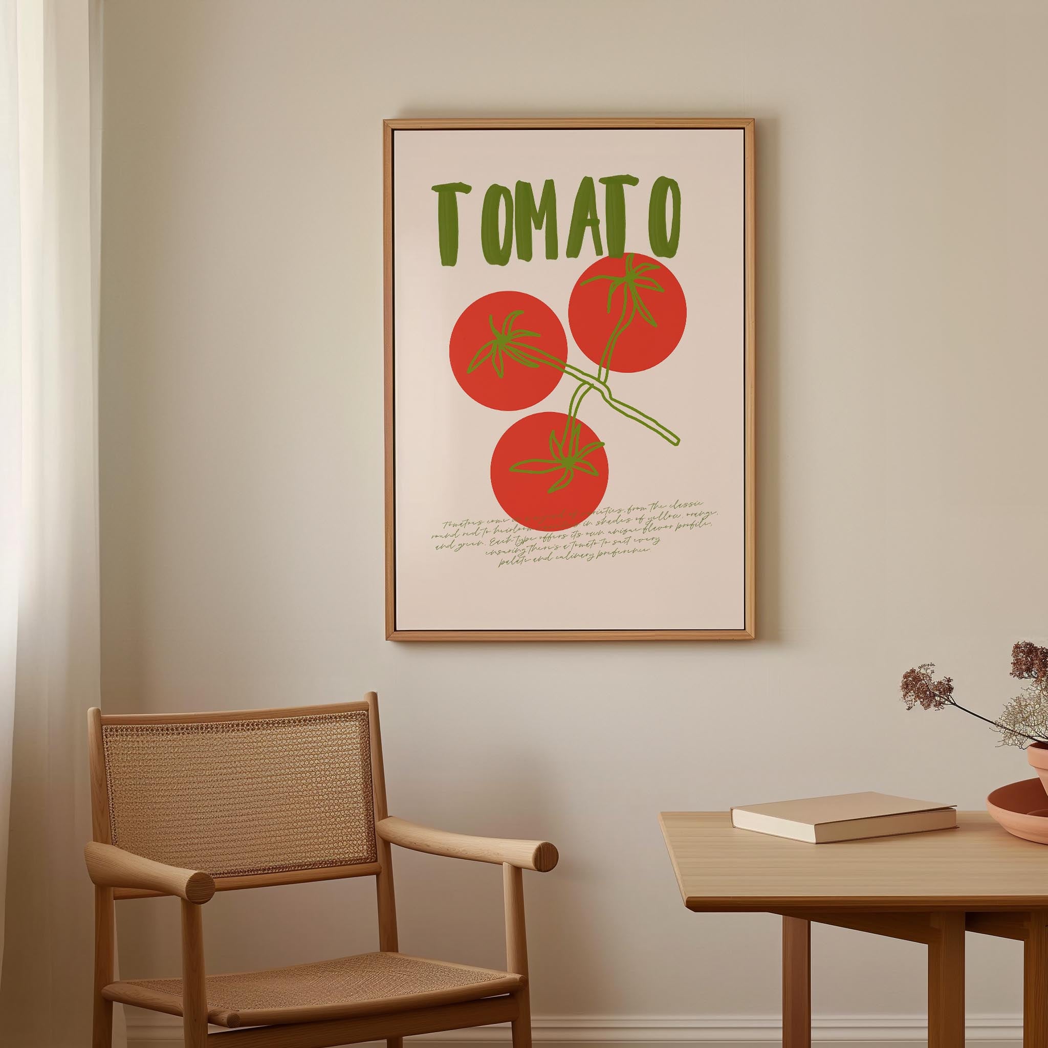 Minimalist Tomato Illustration Wall Art Print-Skudaboo