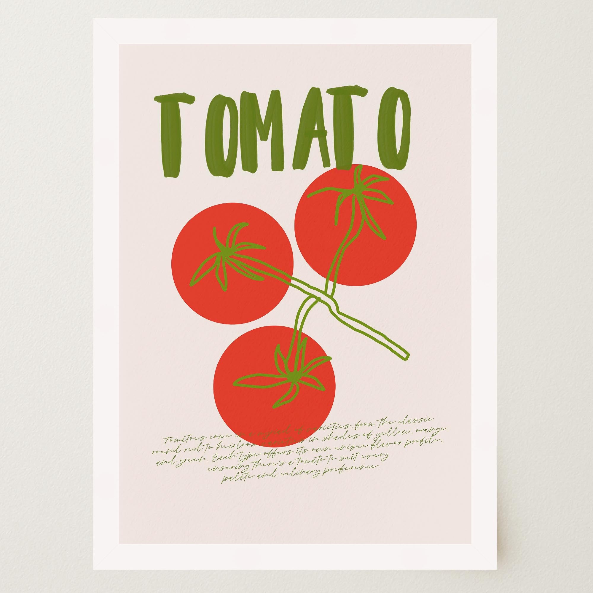 Minimalist Tomato Illustration Wall Art Print-Skudaboo