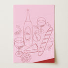 Cheese & Wine Line Art Print-Skudaboo