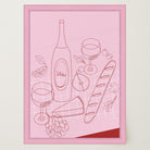 Cheese & Wine Line Art Print-Skudaboo