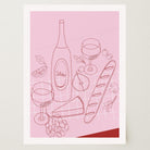 Cheese & Wine Line Art Print-Skudaboo