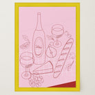 Cheese & Wine Line Art Print-Skudaboo