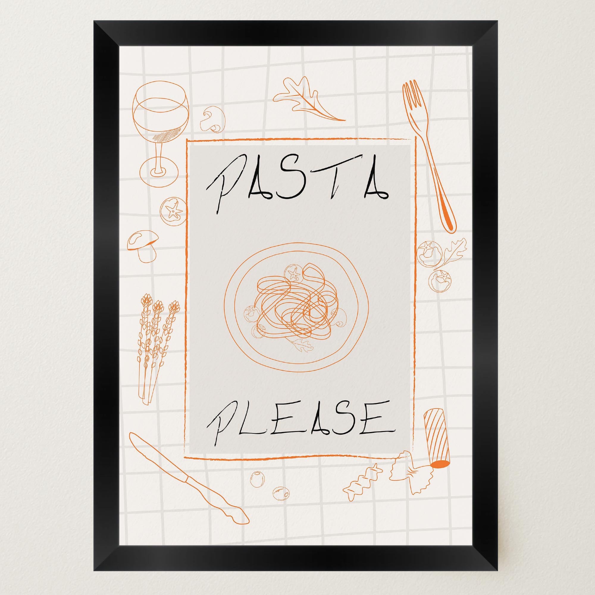 Pasta Please Modern Wall Art Print-Skudaboo