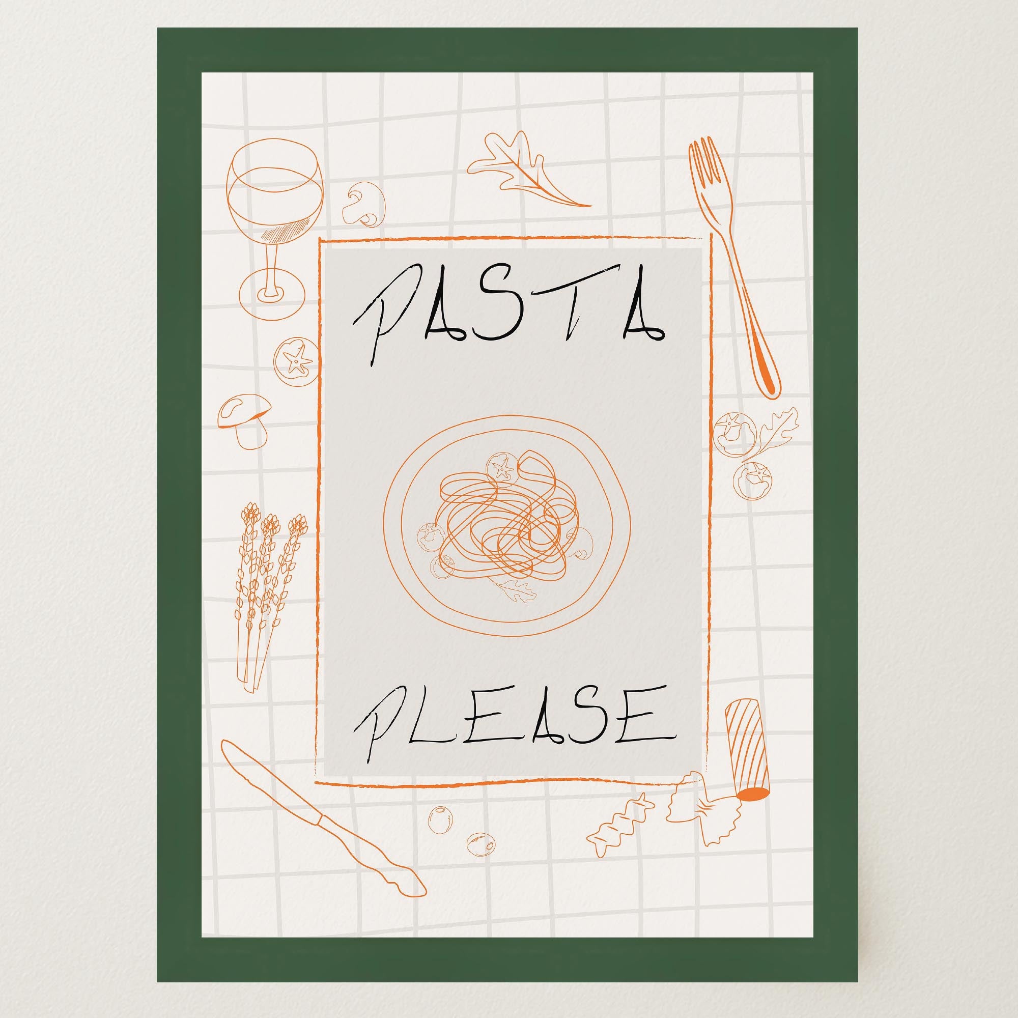 Pasta Please Modern Wall Art Print-Skudaboo