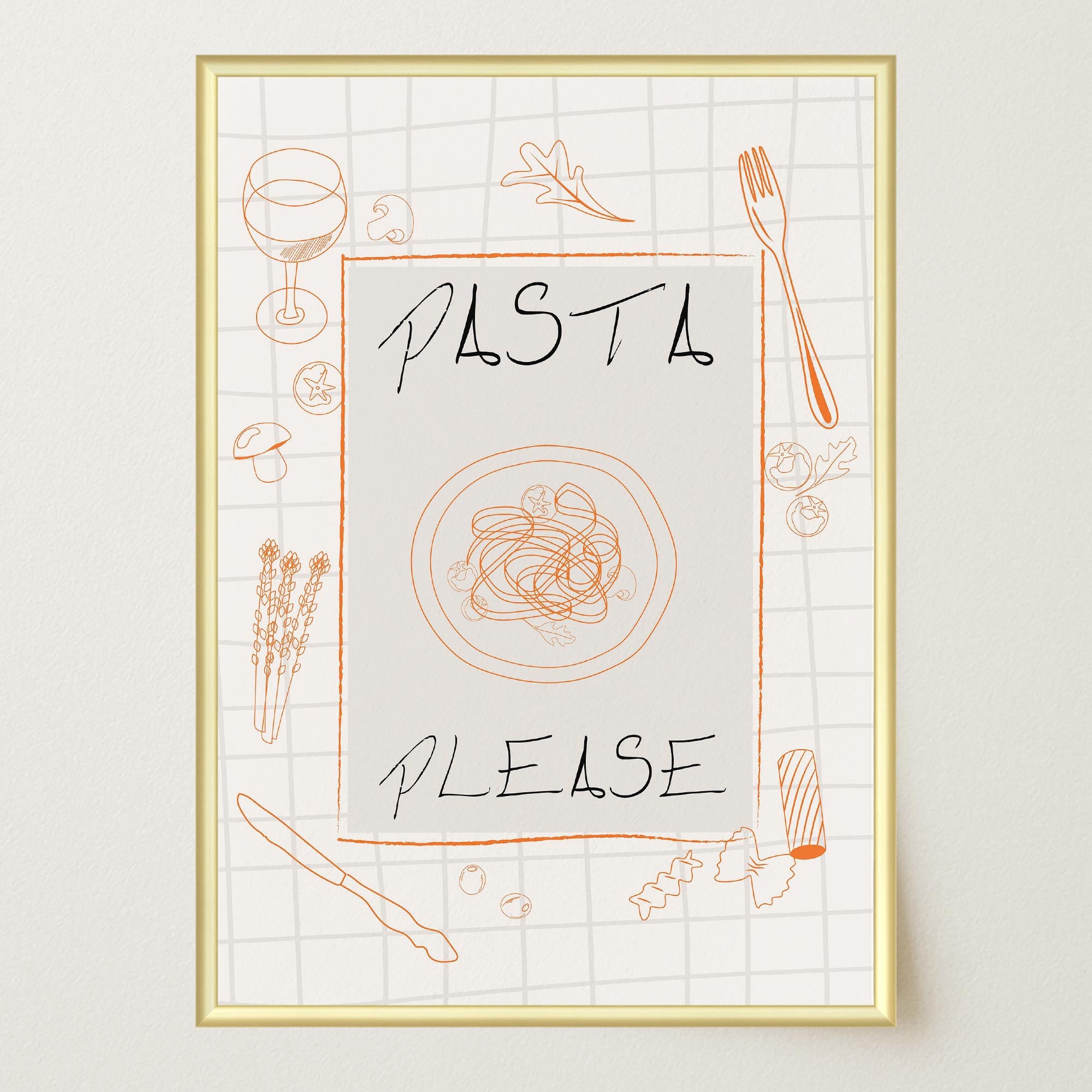 Pasta Please Modern Wall Art Print-Skudaboo