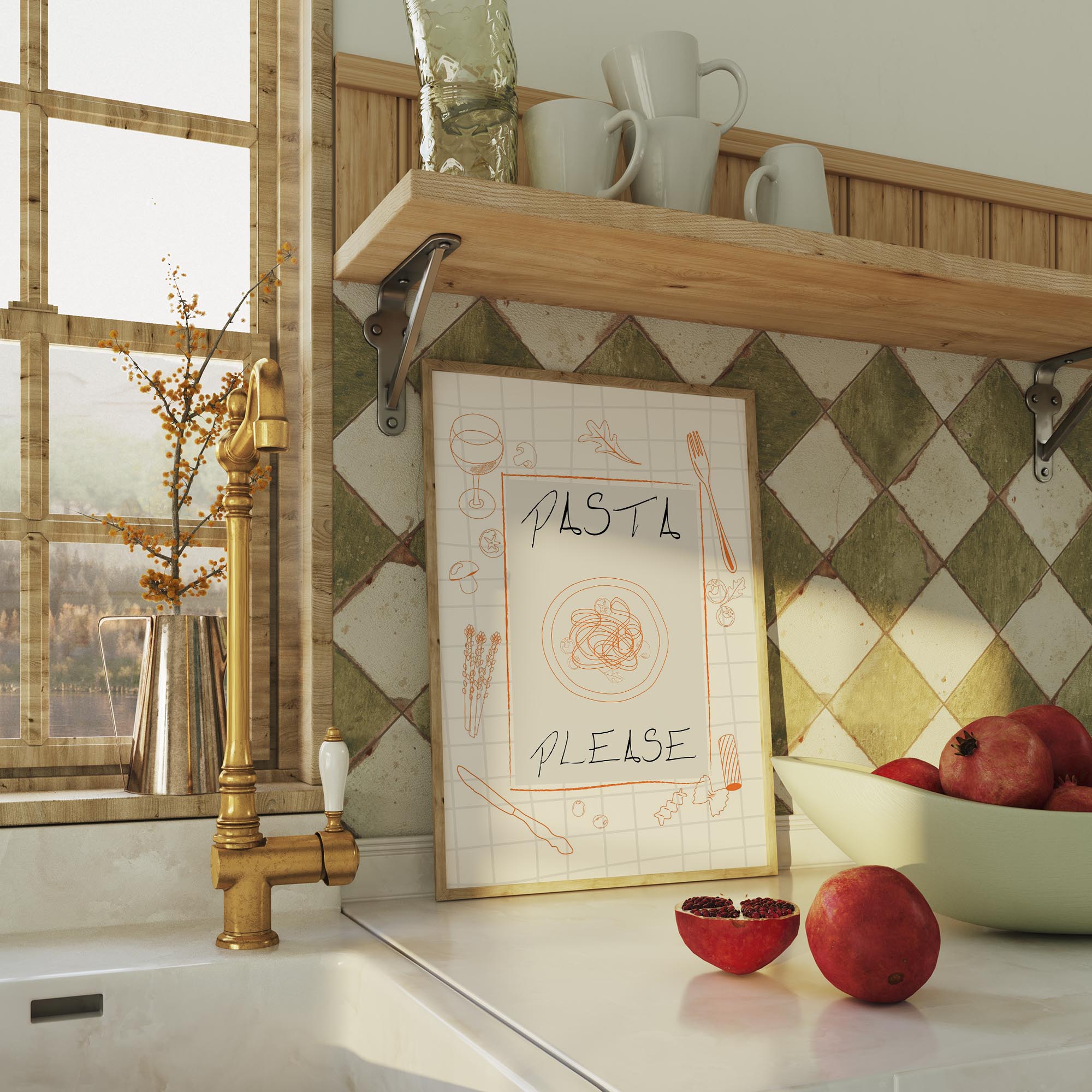 Pasta Please Modern Wall Art Print-Skudaboo