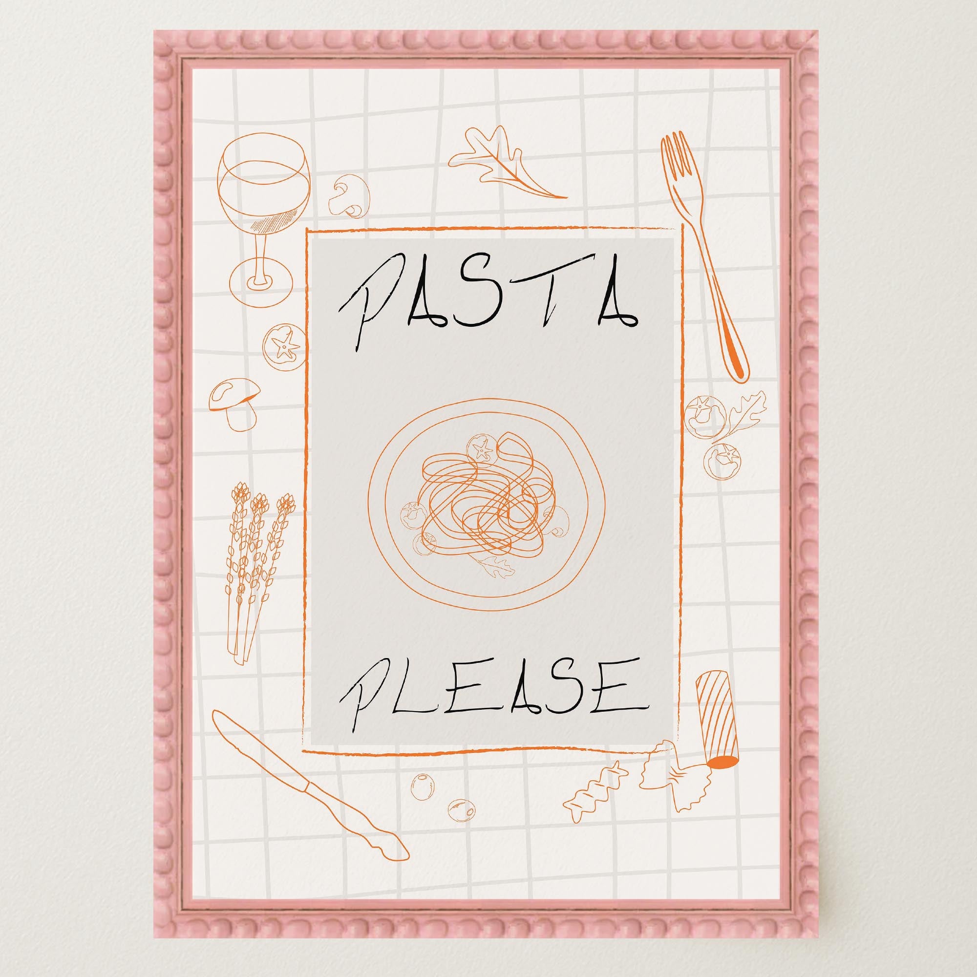Pasta Please Modern Wall Art Print-Skudaboo