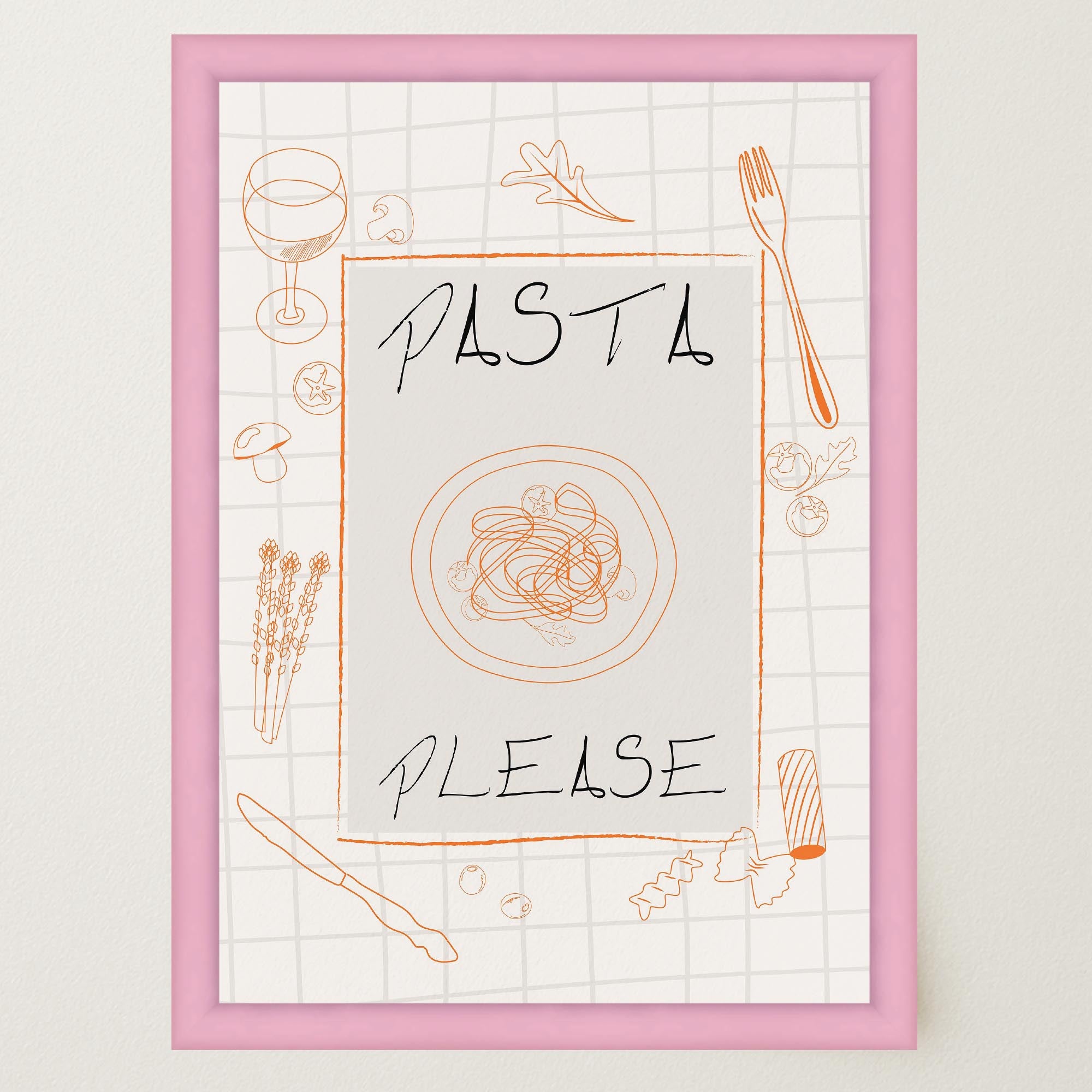 Pasta Please Modern Wall Art Print-Skudaboo