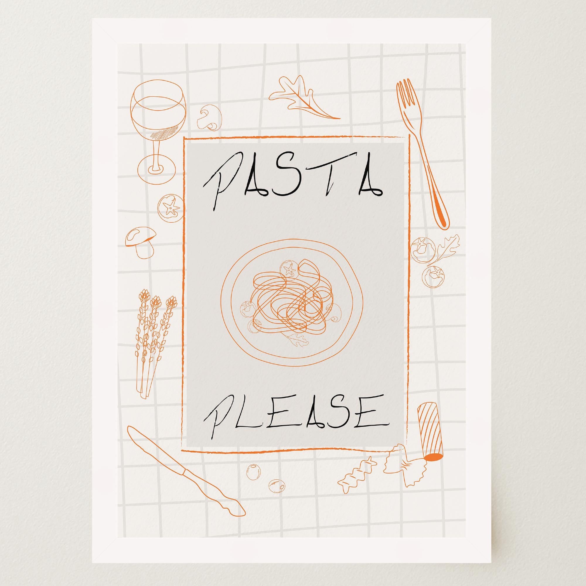 Pasta Please Modern Wall Art Print-Skudaboo